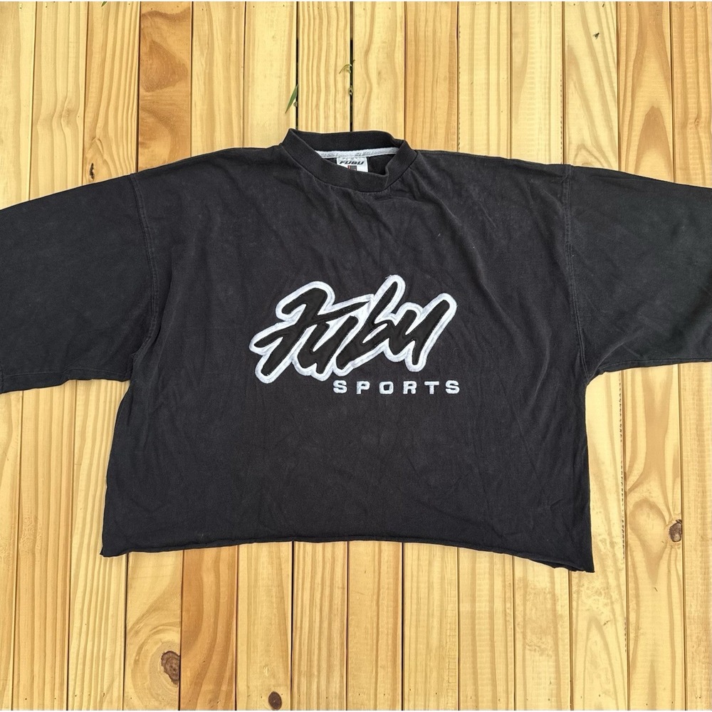 Vintage‎ Fubu Sports Black T-Shirt Size XL 90s Classic Clothing Custom Crop Top